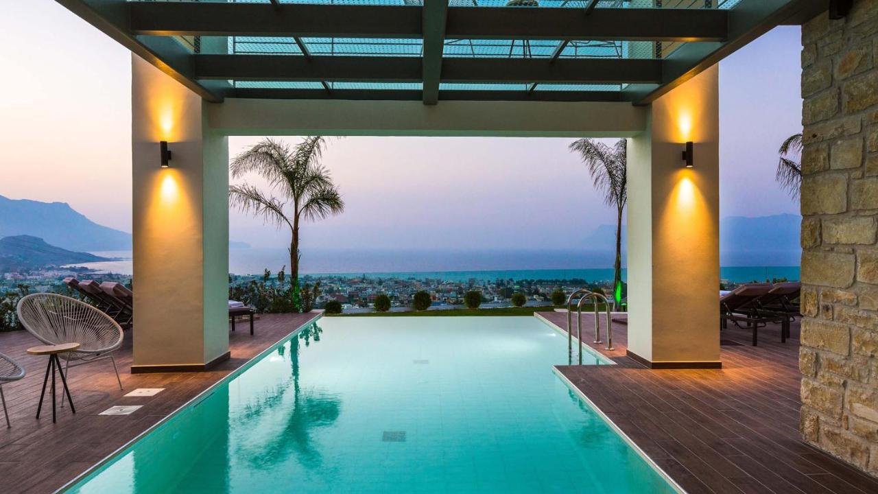 Villa Emilia I Luxury, Amazing Seaview, Next To The Town Kíssamos Exterior foto